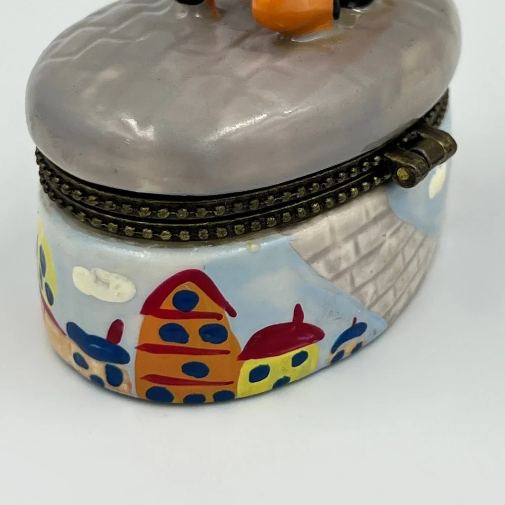 Vintage Uncle Sam Ceramic Trinket Box‎ Americana Patriotic Jewelry Box Horse